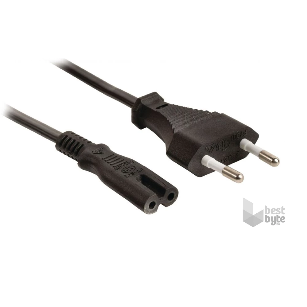 Somogyi N1X hálózati tápkábel, fekete 2x0,75mm, 1,5m