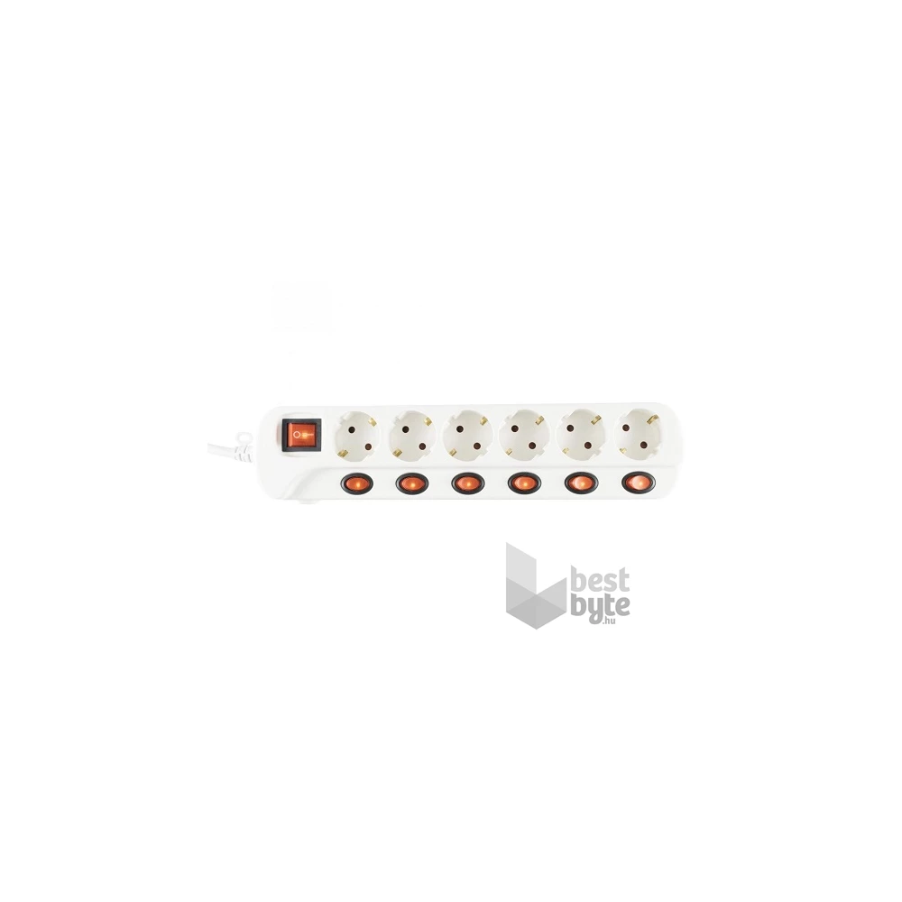 Somogyi NVK 06K-3/WH/1,5 6 aljzat 3 méter 3x1,5mm2 külön kapcsolható elosztó