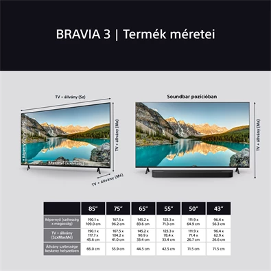 Sony 85" Bravia 3 K85S35BP 4K UHD Smart LED TV