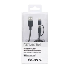 Sony CP-ABLP150H 1,5m szürke szövetborítású lightning és normal 2 in 1 AB USB kábel