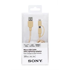 Sony CP-ABLP150N 1,5m pezsgő szövetborítású lightning és normal 2 in 1 AB USB kábel