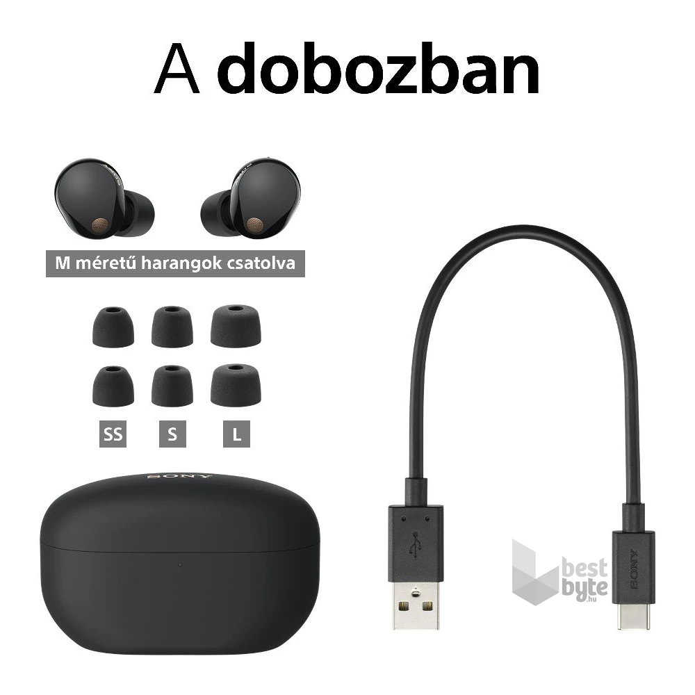 Sony WF1000XM5B.CE7 True Wireless Bluetooth zajszűrős fekete fülhallgató
