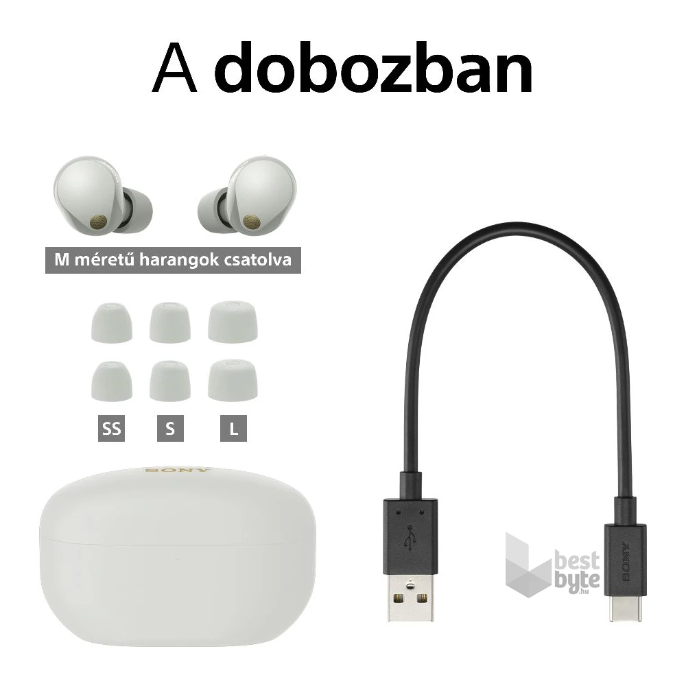 Sony WF1000XM5S.CE7 True Wireless Bluetooth zajszűrős ezüst fülhallgató