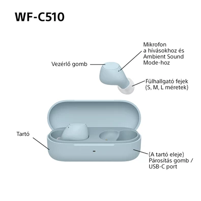 Sony WFC510L.CE7 True Wireless Bluetooth kék fülhallgató
