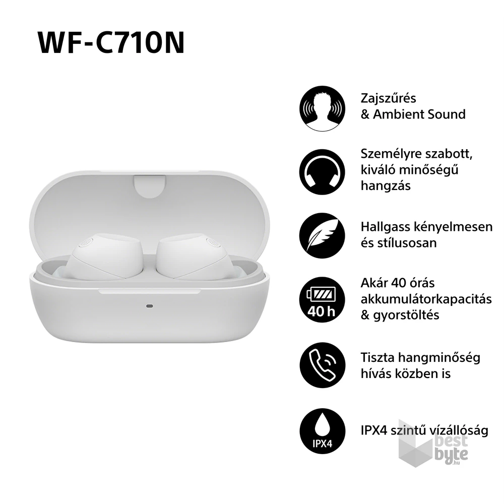 Sony WFC710 True Wireless Bluetooth zajszűrős fehér fülhallgató
