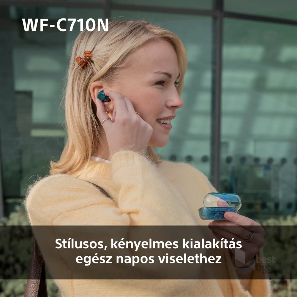 Sony WFC710 True Wireless Bluetooth zajszűrős üvegkék fülhallgató