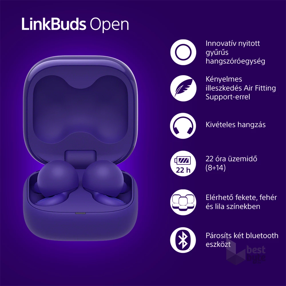 Sony WF-L910 Linkbuds Open True Wireless Bluetooth lila fülhallgató