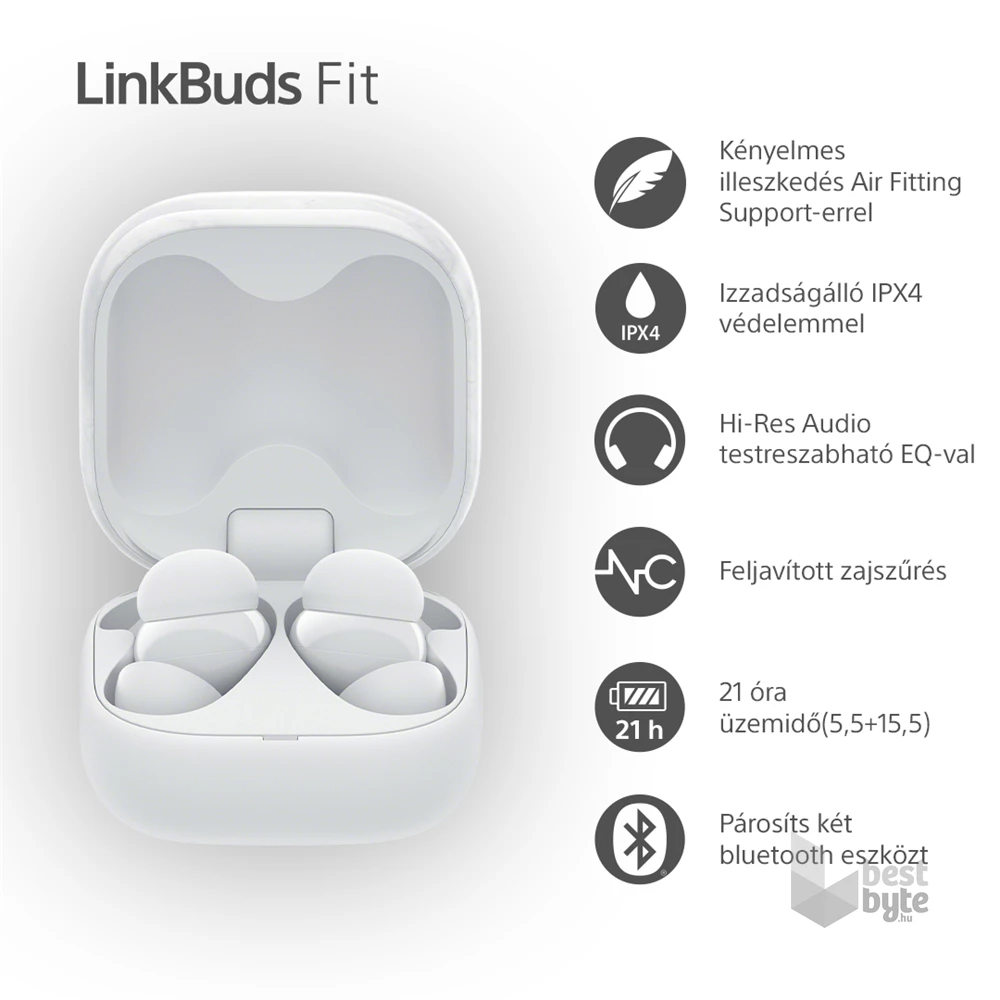 Sony WF-LS910N Linkbuds Fit zajszürős True Wireless Bluetooth fehér fülhallgató
