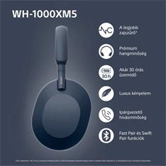 Sony WH-1000XM5 Bluetooth éjkék fejhallgató