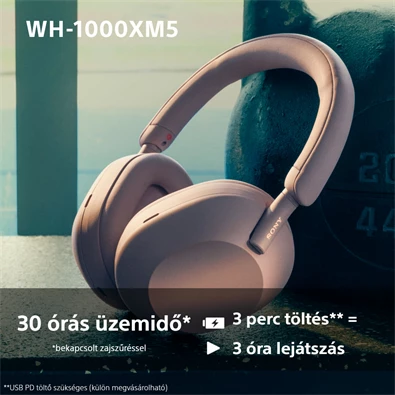 Sony WH-1000XM5 Bluetooth rózsaszín fejhallgató