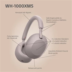 Sony WH-1000XM5 Bluetooth rózsaszín fejhallgató