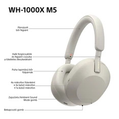 Sony WH-1000XM5 Prémium Bluetooth platina ezüst zajszűrős fejhallgató
