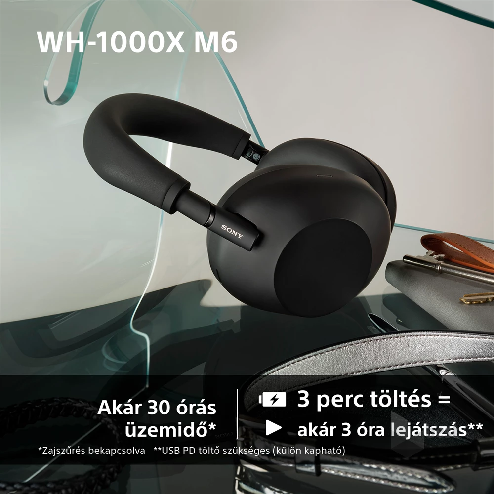 Sony WH1000XM6B.CE7 vezeték nélküli fekete fejhallgató