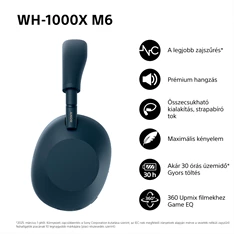 Sony WH1000XM6L.CE7 vezeték nélküli éjkék fejhallgató