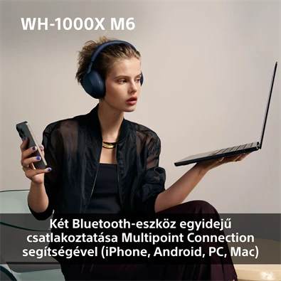 Sony WH1000XM6L.CE7 vezeték nélküli éjkék fejhallgató