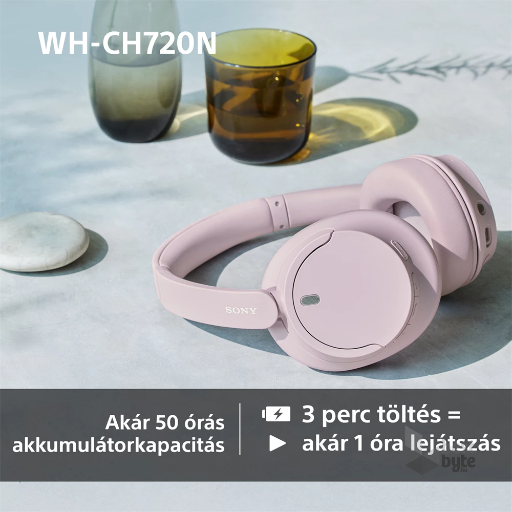 Sony WHCH720NP Bluetooth zajszűrős rózsaszín fejhallgató