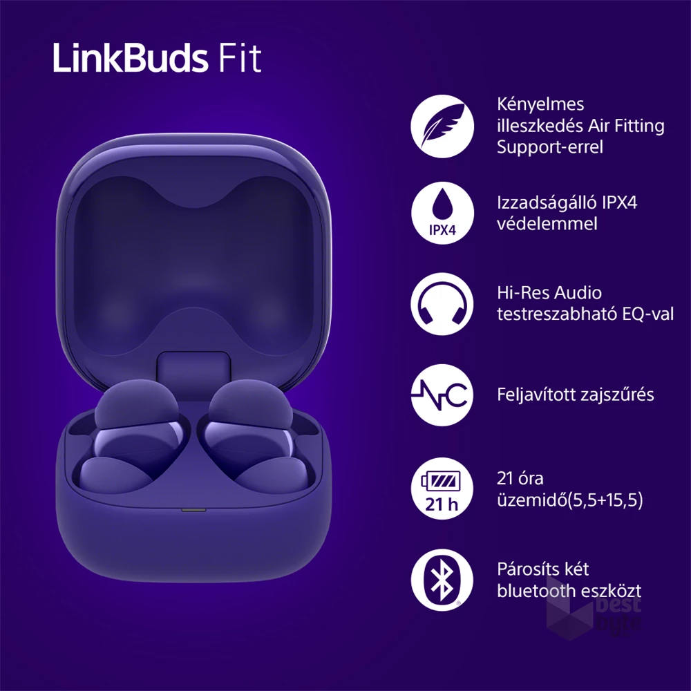 Sony WF-LS910N Linkbuds Fit zajszürős True Wireless Bluetooth lila fülhallgató