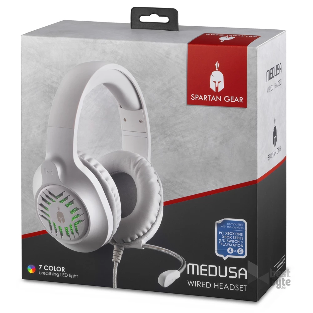 Spartan Gear 2807583 Medusa Wired fehér-szürke headset