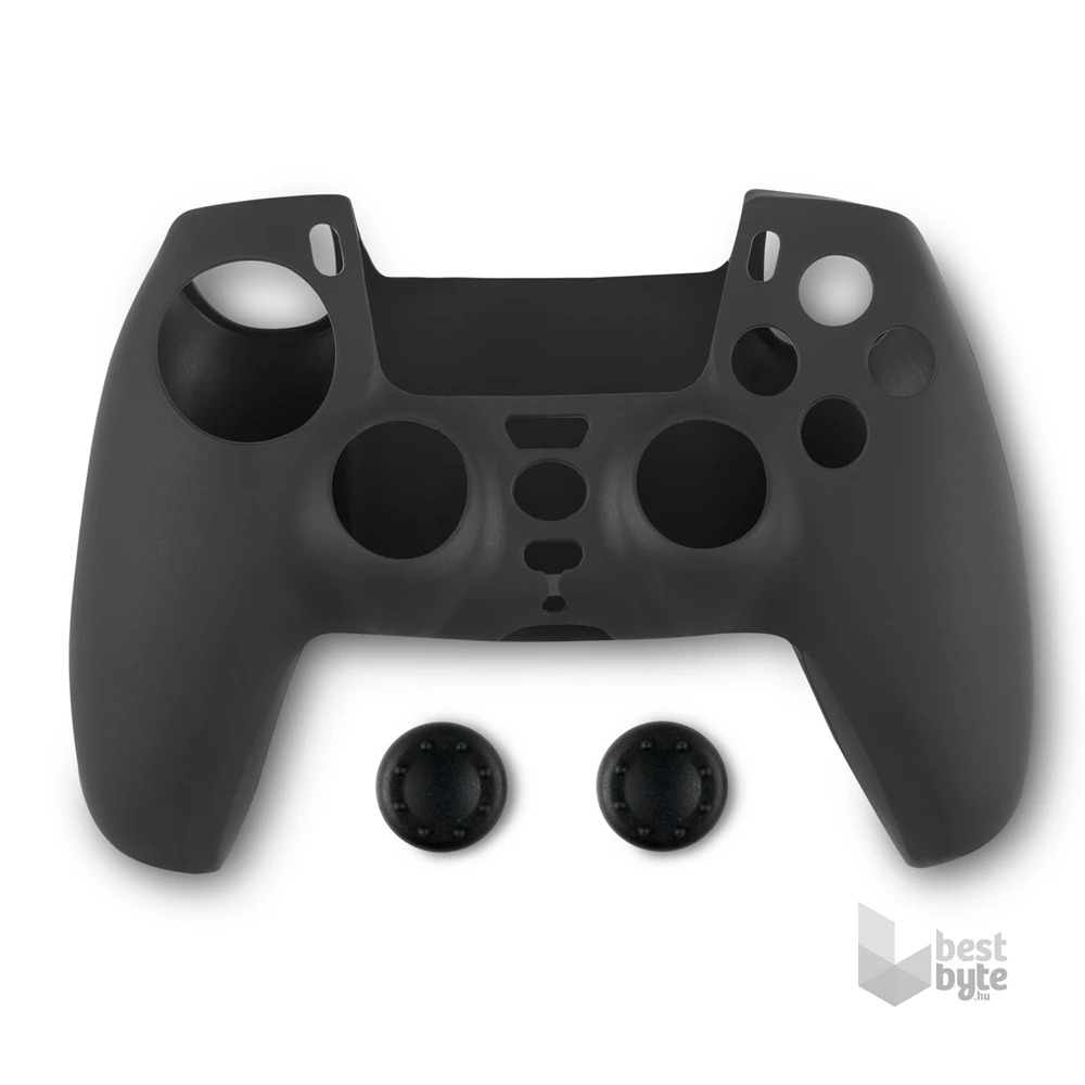 Spartan Gear 2808147 PS5 kontroller szilikon skin fekete + hüvelykujj csúszásgátló
