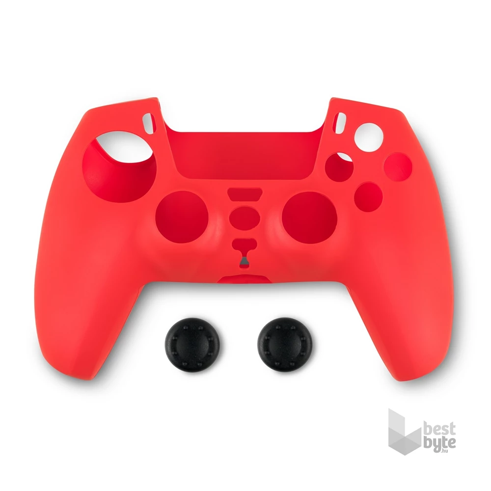 Spartan Gear 2808149 PS5 kontroller szilikon skin piros + hüvelykujj csúszásgátló