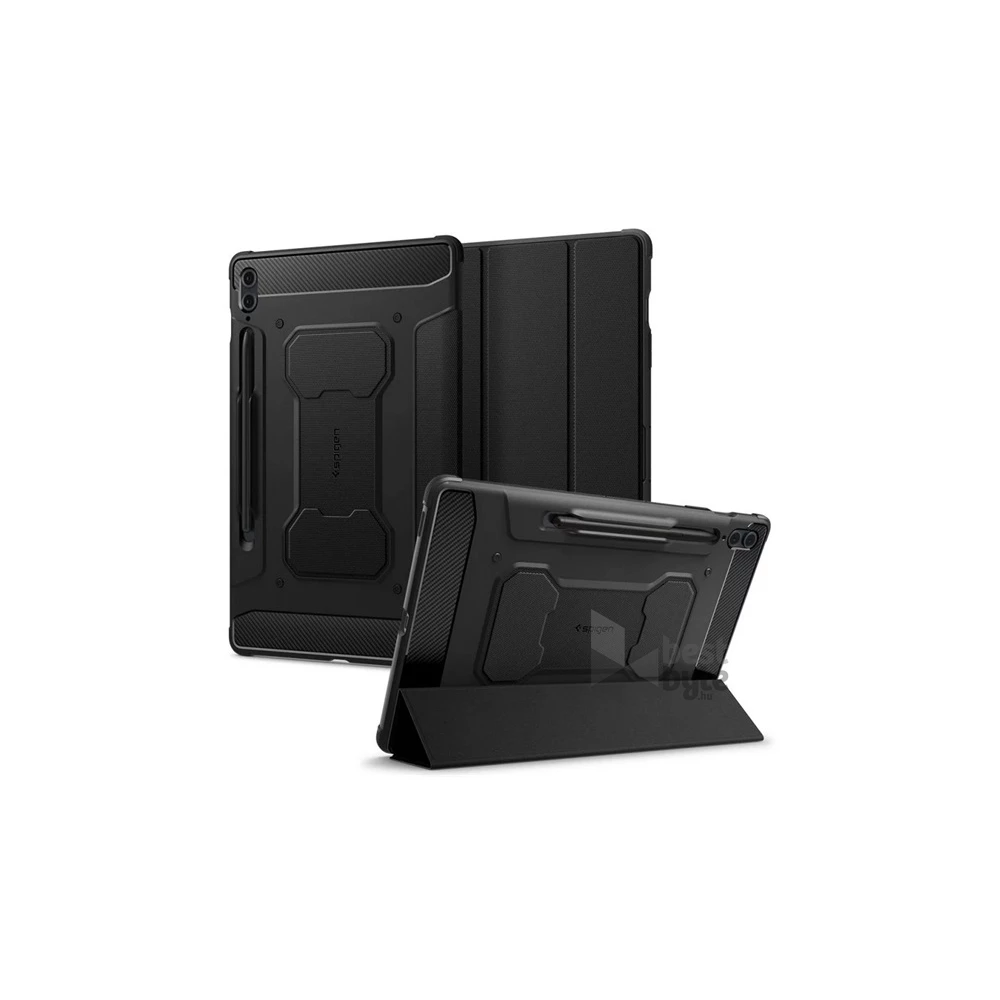 Spigen ACS06856 RUGGED ARMOR PRO Galaxy Tab S9 FE Plus LTE (SM-X616) / WIFI (SM-X610) fekete oldalra nyíló tok