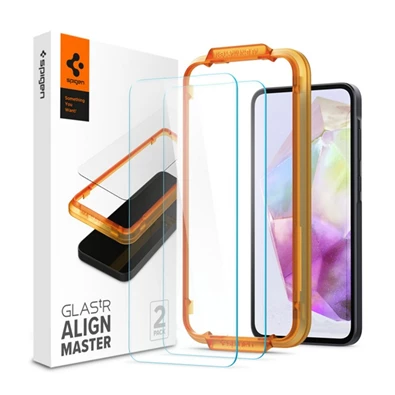 Spigen AGL07772 2db Galaxy A55 5G (SM-A556) / Galaxy A35 5G (SM-A356) 2.5D 9H átlátszó üveg kijelzővédő