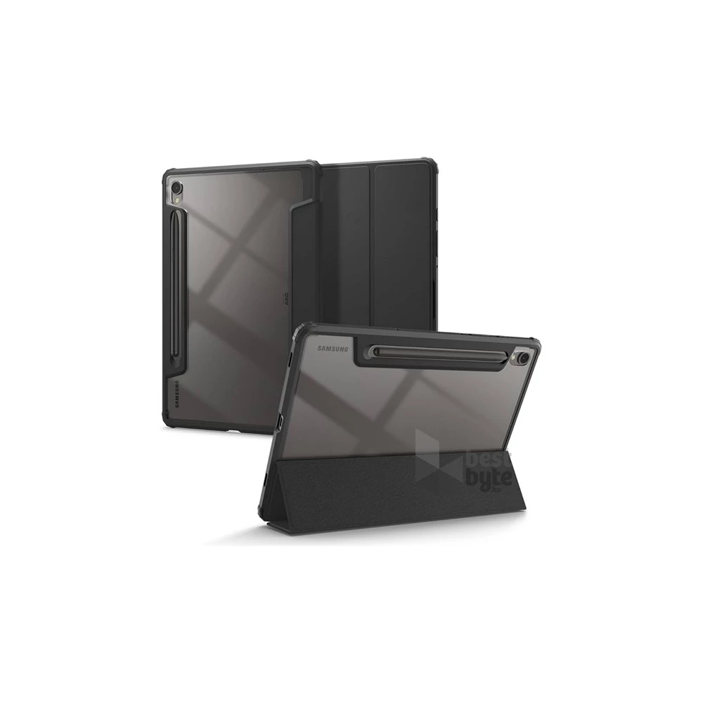 Spigen ULTRA HYBRID PRO Samsung Galaxy Tab S9 LTE(SM-X716)/WIFI(SM-X710) fekete bőr hatású oldalra nyíló tok