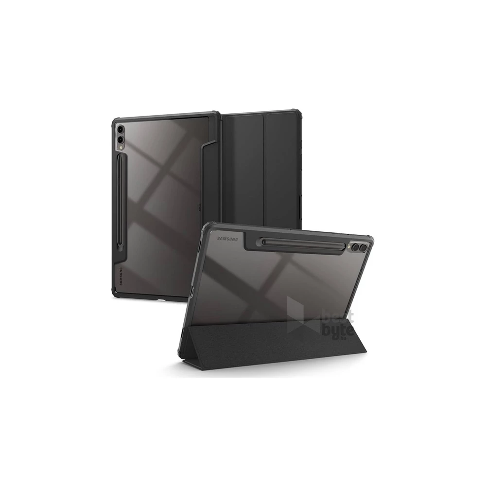 Spigen ULTRA HYBRID PRO Samsung Galaxy Tab S9 Plus LTE(SM-X816)/WIFI(SM-X810) fekete bőr hatású oldalra nyíló tok