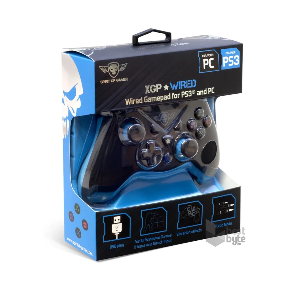 Spirit of Gamer SOG-WXGP XGP PC/PS3 vezetékes fekete-kék kontroller