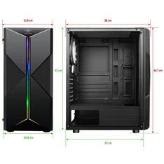 Spirit of Gamer CLONE 3 RGB fekete ablakos táp nélküli ATX ház