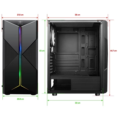 Spirit of Gamer CLONE 3 RGB fekete ablakos táp nélküli ATX ház