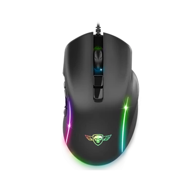 Spirit of Gamer ELITE-M30 (Optikai, 12800DPI, 10 gomb programozható, RGB, harisnyázott kábel) fekete egér