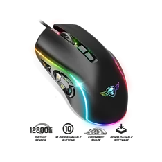 Spirit of Gamer ELITE-M30 (Optikai, 12800DPI, 10 gomb programozható, RGB, harisnyázott kábel) fekete egér