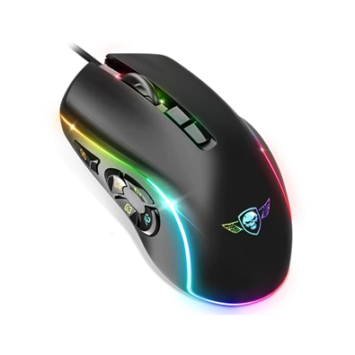 Spirit of Gamer ELITE-M30 (Optikai, 12800DPI, 10 gomb programozható, RGB, harisnyázott kábel) fekete egér