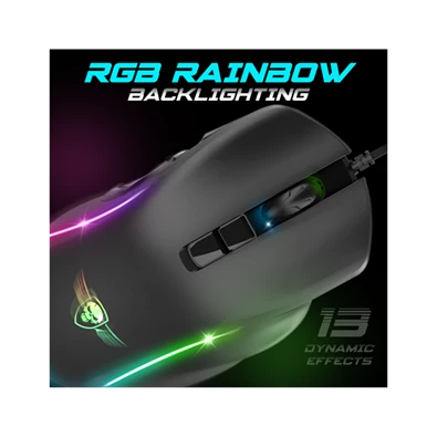 Spirit of Gamer ELITE-M30 (Optikai, 12800DPI, 10 gomb programozható, RGB, harisnyázott kábel) fekete egér