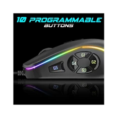 Spirit of Gamer ELITE-M30 (Optikai, 12800DPI, 10 gomb programozható, RGB, harisnyázott kábel) fekete egér