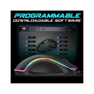 Spirit of Gamer ELITE-M30 (Optikai, 12800DPI, 10 gomb programozható, RGB, harisnyázott kábel) fekete egér