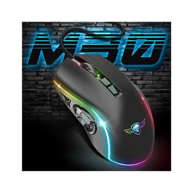 Spirit of Gamer ELITE-M30 (Optikai, 12800DPI, 10 gomb programozható, RGB, harisnyázott kábel) fekete egér