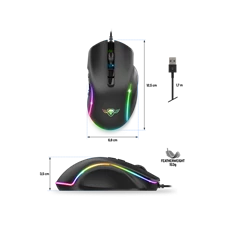 Spirit of Gamer ELITE-M30 (Optikai, 12800DPI, 10 gomb programozható, RGB, harisnyázott kábel) fekete egér