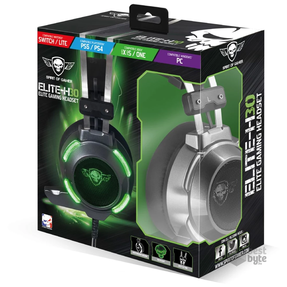Spirit of Gamer ELITE-H30 USB fekete gamer headset