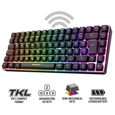 Spirit of Gamer ELITE K70 (TKL, 85 gomb,, RGB LED,USB, anti-ghost, fekete, magyar) vezeték nélküli billentyűzet