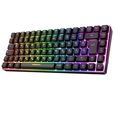 Spirit of Gamer ELITE K70 (TKL, 85 gomb,, RGB LED,USB, anti-ghost, fekete, magyar) vezeték nélküli billentyűzet