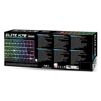 Spirit of Gamer ELITE K70 (TKL, 85 gomb,, RGB LED,USB, anti-ghost, fekete, magyar) vezeték nélküli billentyűzet