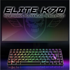 Spirit of Gamer ELITE K70 (TKL, 85 gomb,, RGB LED,USB, anti-ghost, fekete, magyar) vezeték nélküli billentyűzet