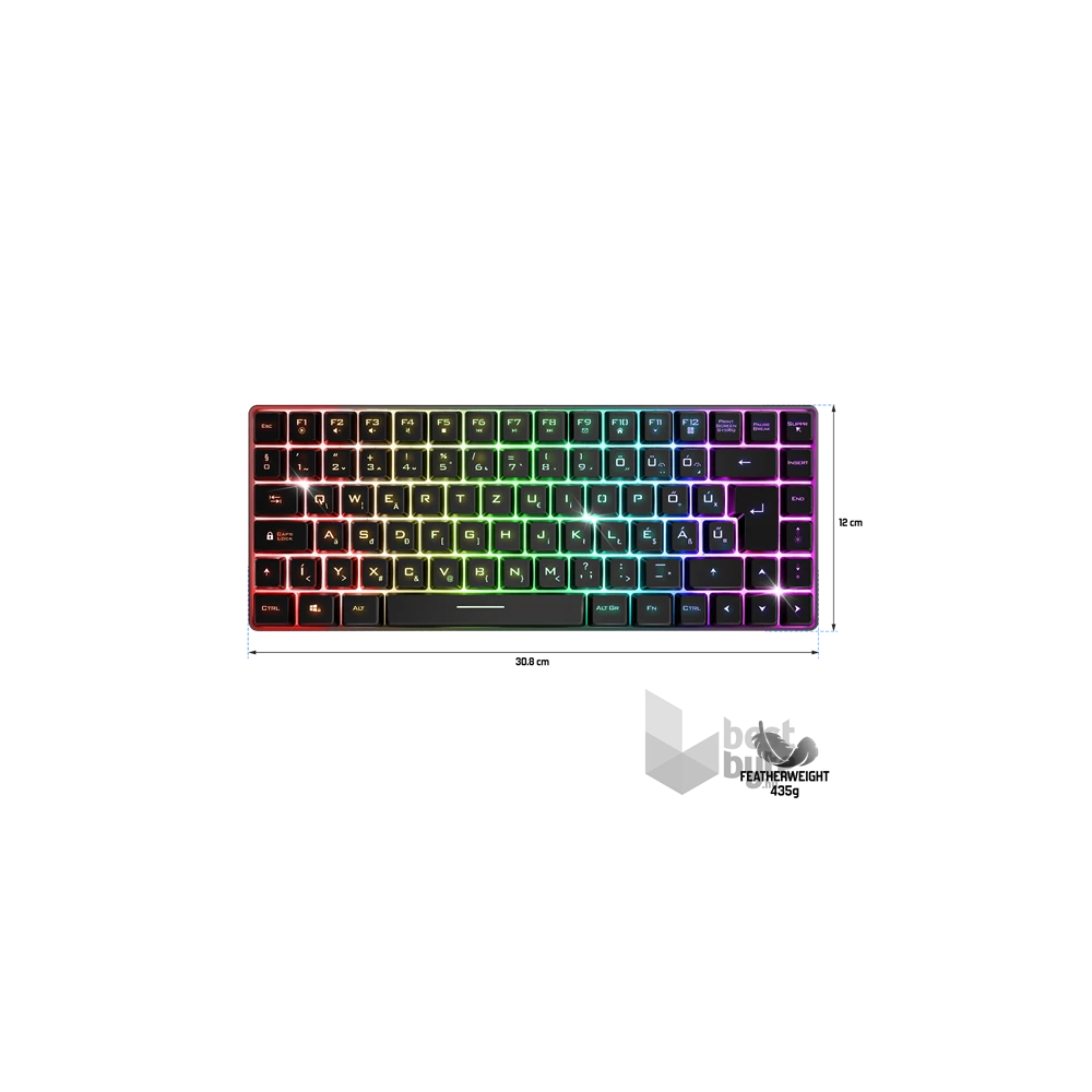 Spirit of Gamer ELITE K70 (TKL, 85 gomb,, RGB LED,USB, anti-ghost, fekete, magyar) vezeték nélküli billentyűzet