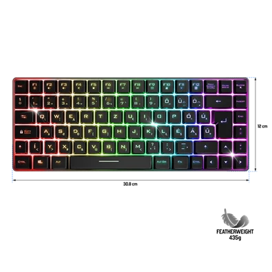 Spirit of Gamer ELITE K70 (TKL, 85 gomb,, RGB LED,USB, anti-ghost, fekete, magyar) vezeték nélküli billentyűzet