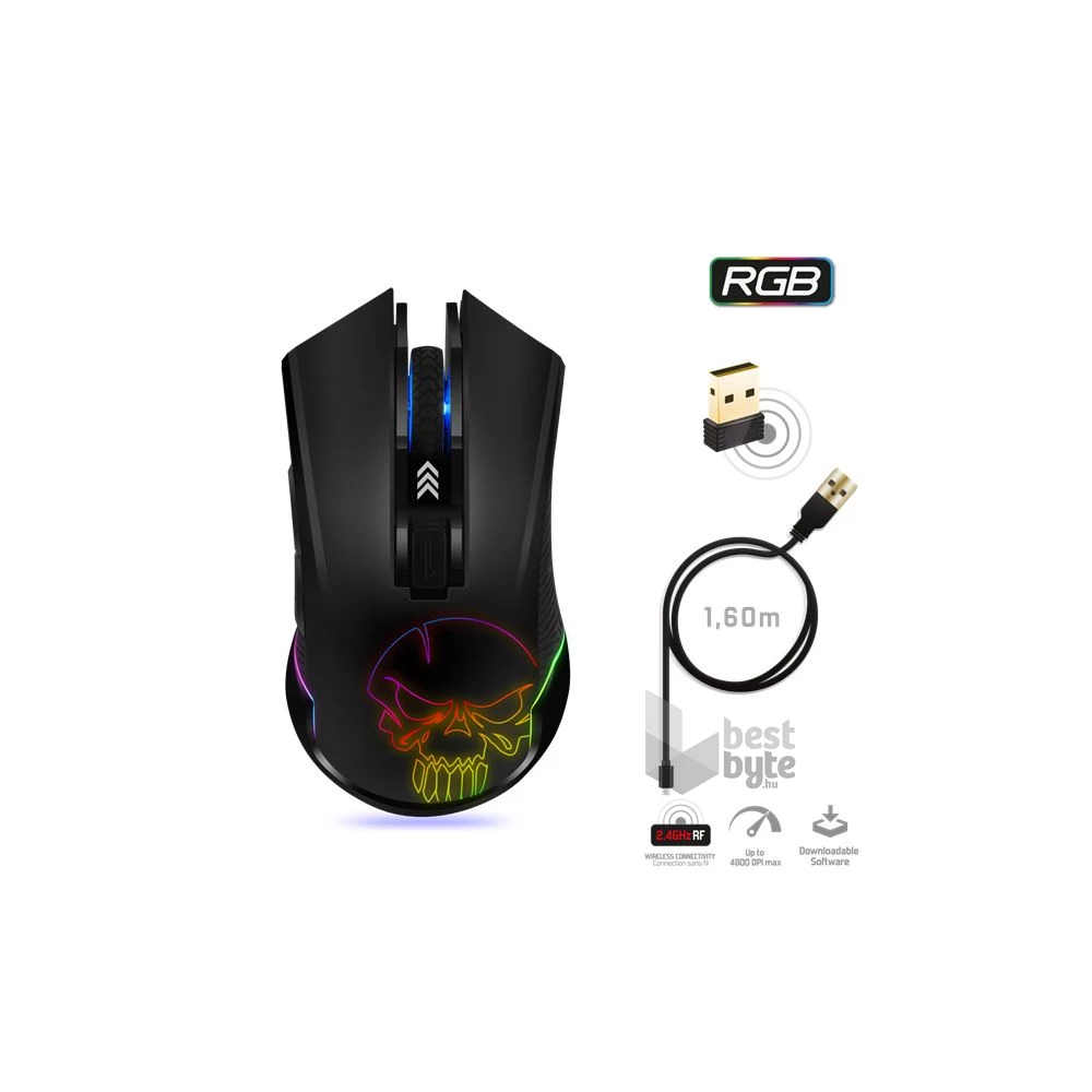 Spirit of Gamer ELITE-M20 4800DPI fekete vezeték nélküli gamer egér