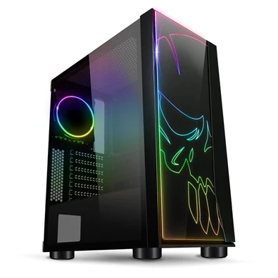 Spirit of Gamer GHOST ONE RGB fekete ablakos táp nélküli mATX ház