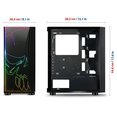 Spirit of Gamer GHOST ONE RGB fekete ablakos táp nélküli mATX ház