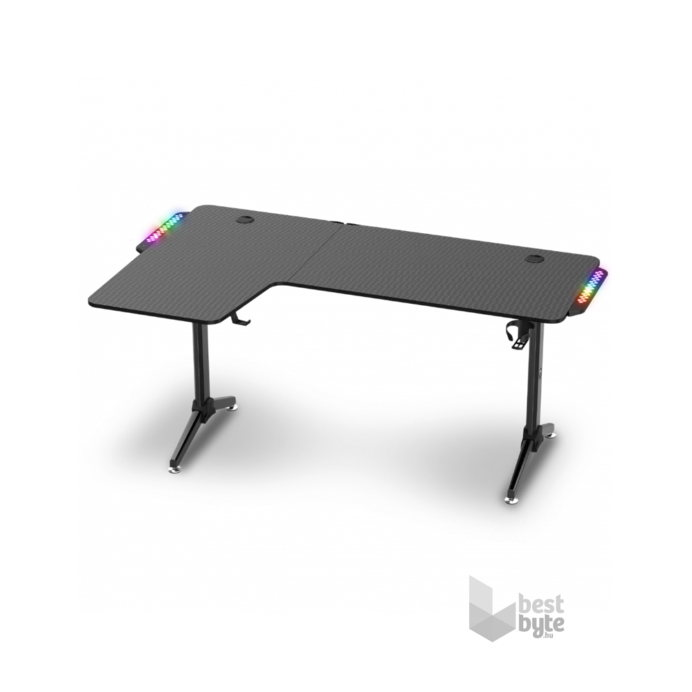 Spirit of Gamer Headquarter 600 L RGB LED fekete gamer asztal